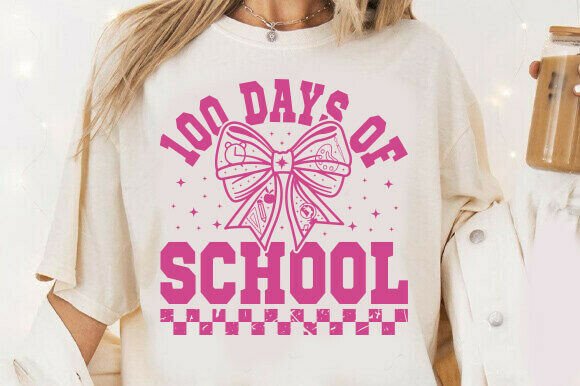 100 Days of School SVG Coquette Bow Svg