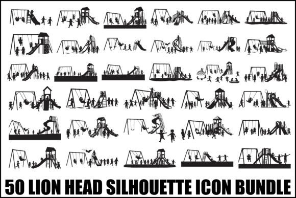 50 Kids Playground Silhouette Bundle for Crafts and Graphics