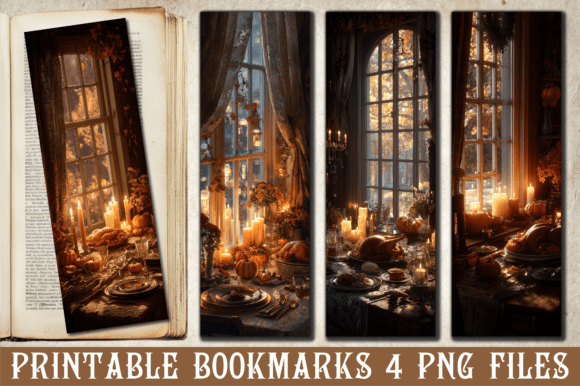Cozy Thanksgiving Candle Bookmark: A Graphic Asset for Crafts & Seasonal Projects