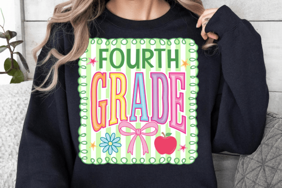 Fourth Grade SVG, Striped School SVG PNG