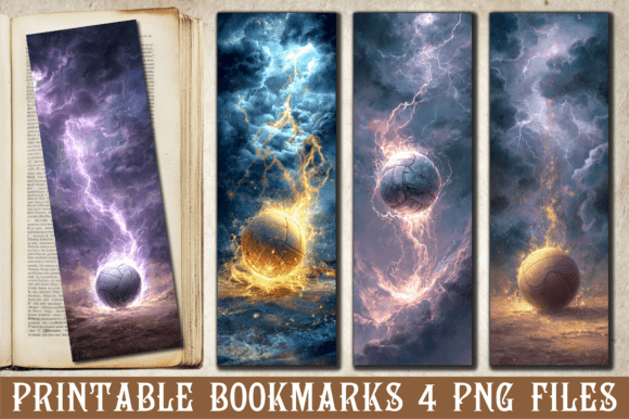 Lightning Volleyball Sports Art Bookmark for Crafts and Graphics