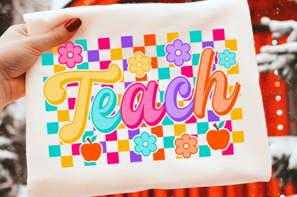 Retro Teach Svg, Checkered Teacher Svg Graphics