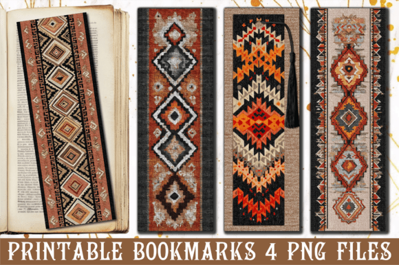 Rustic Native Boho Pattern Art Bookmark as a Graphic Design Asset for Crafts