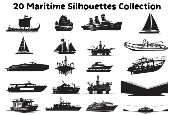 Ships Boats Silhouettes: A Graphic Design Asset for Crafts and Coastal Branding