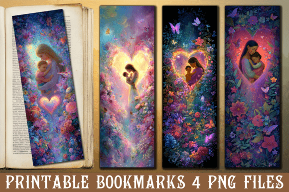 Spiritual Mother Child Heart Bookmark for Crafts & Graphics