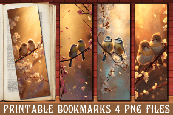 Sunset Pair Spring Bird PNG Bookmark for Crafts & Graphics