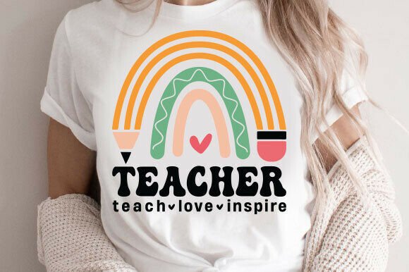 Teacher SVG: Teach Love Inspire – A Premium Graphic Design Asset for T-Shirt Designs