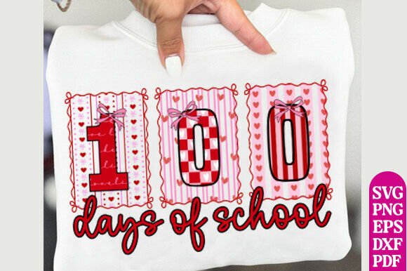 Valentine 100 Days of School SVG, Graphics & T-Shirt Designs
