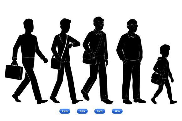 Walking People Silhouette Clipart: A Versatile Graphic for Crafts and Local Business Branding